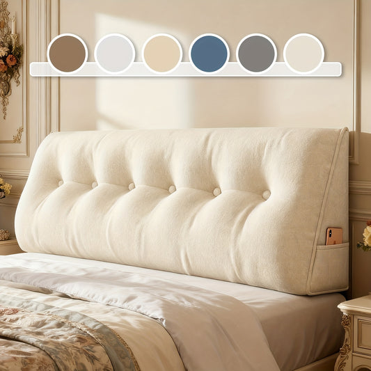 Twin XL Wedge Headboard Pillows - Ultra Soft & Warm In Winter Back Support Reading Pillow with Side Pocket & Velvet Removable Cover for Reading Sleeping Thickened Dorm Bedroom Decor