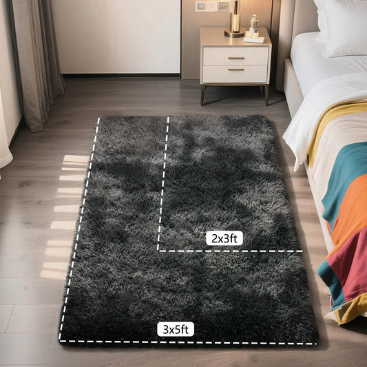 KING DARE Non-Slip Soft Plush Rug - 2x3 FT/3x5 FT/4x6 FT Tie Dye & Solid Color Carpet, Comfy Nursery Accent Mat for Entryway Bedroom, Aesthetic Home Decor Household Items Rugs for Bedroom Room Decor