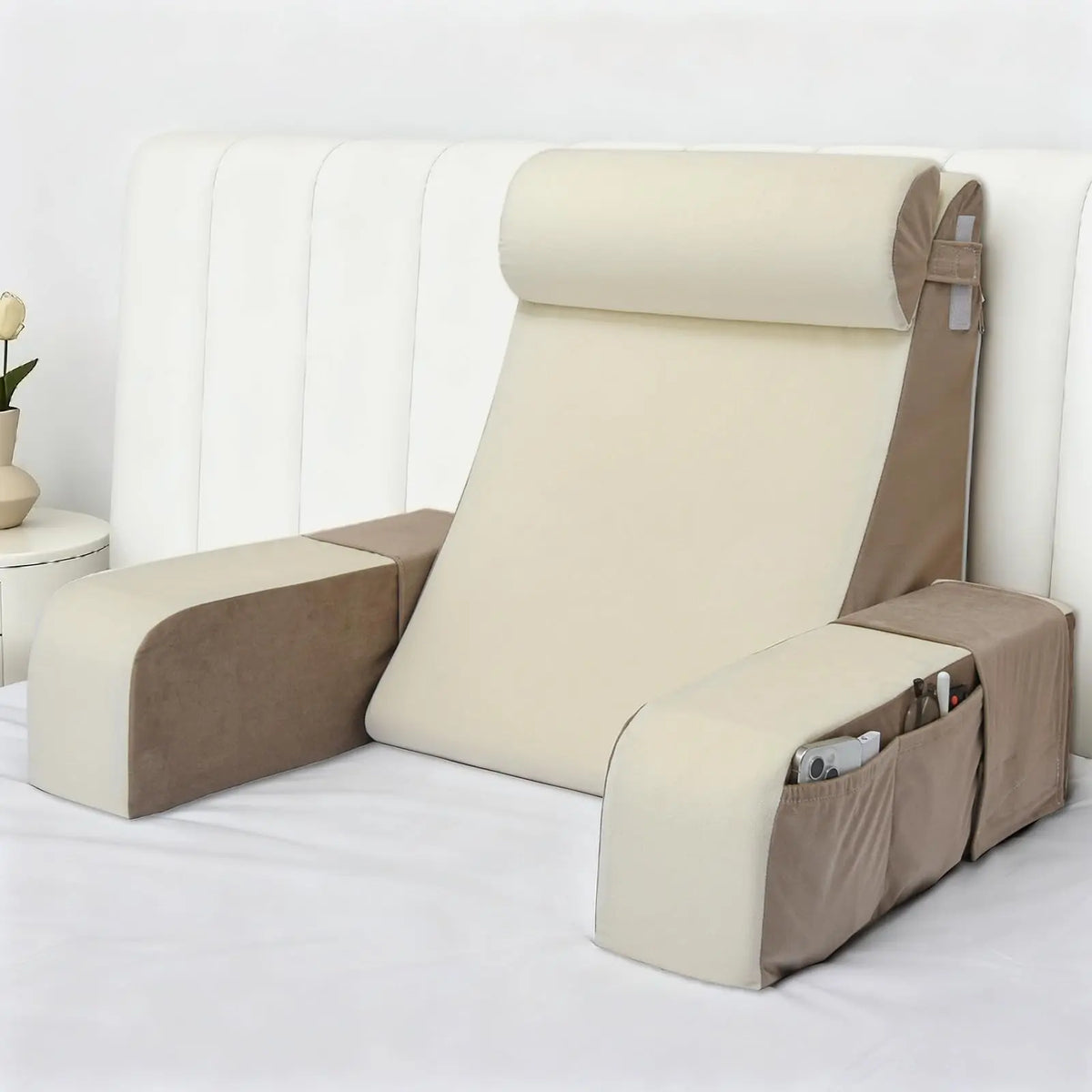Reading Pillows for Bed ,Back Rest Pillow for Sitting Up, Bed Chair with Arms Memory Foam Comfortable Backrest Pillow for Working/Gaming/Resting in Bed&Floor