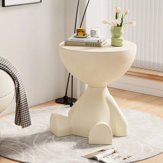 Polyethylene Round-Form Furniture, Small Modern Bowl-Shaped Side Table for Living Room, Versatile Bedside Table with Room Decor Functionality